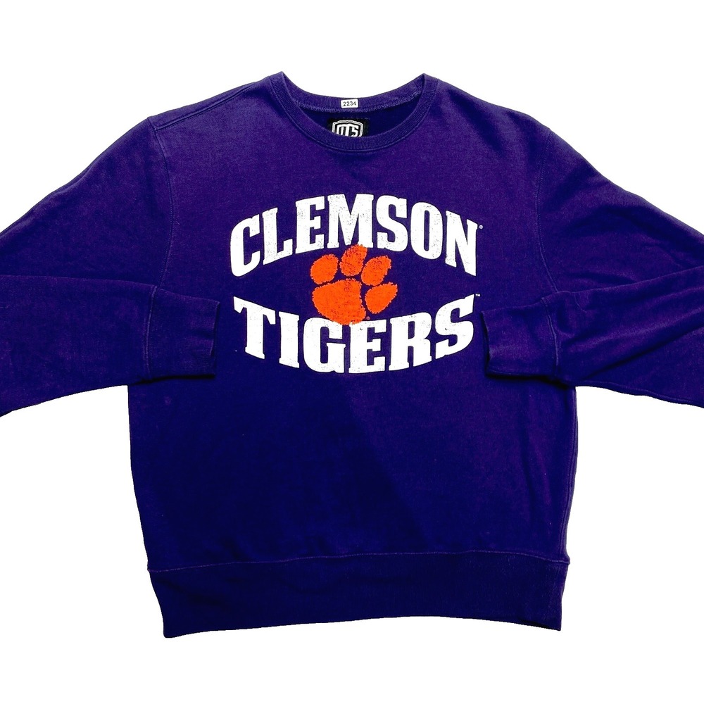 Clemson Tigers Sweatshirt Womens Large Purple Crew Neck NCAA Pullover